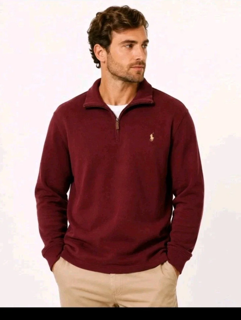 Polo Ralph Lauren Men’s XXL Burgundy Quarter Zip Pullover Pony Logo Long Sleeve